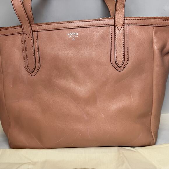 Fossil Womens Purse Sydney Shopper Candy Pink Leather 2 Strap Shoulder Tote NWT - Picture 4 of 14